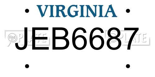JEB6687 Virginia License Plate