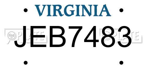 JEB7483 Virginia License Plate