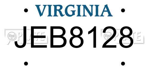 JEB8128 Virginia License Plate