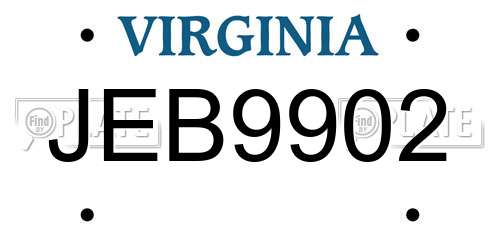 JEB9902 Virginia License Plate
