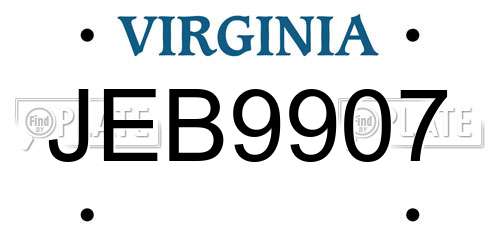 JEB9907 Virginia License Plate