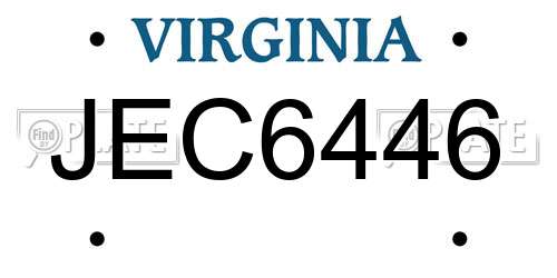 JEC6446 Virginia License Plate