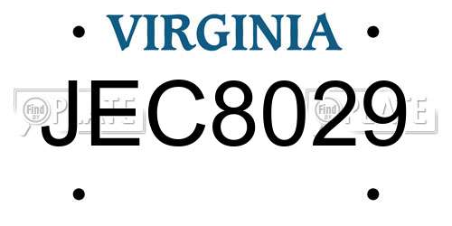 JEC8029 Virginia License Plate