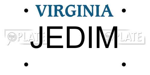 JEDIM Virginia License Plate