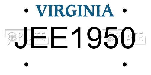 JEE1950 Virginia License Plate