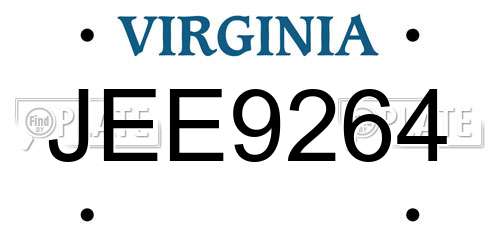 JEE9264 Virginia License Plate