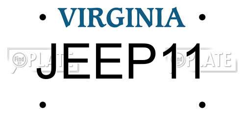 JEEP11 Virginia License Plate