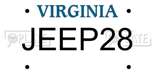 JEEP28 Virginia License Plate