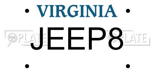 JEEP8 Virginia License Plate