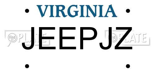 JEEPJZ Virginia License Plate