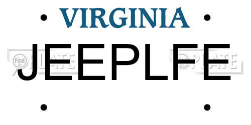 JEEPLFE Virginia License Plate