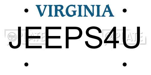 JEEPS4U Virginia License Plate