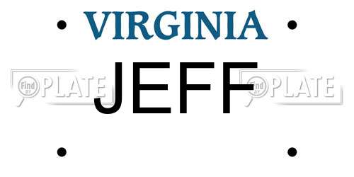 JEFF Virginia License Plate