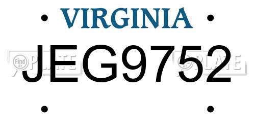 JEG9752 Virginia License Plate