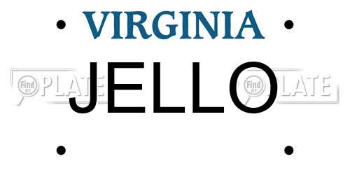 JELLO Virginia License Plate