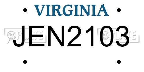 JEN2103 Virginia License Plate