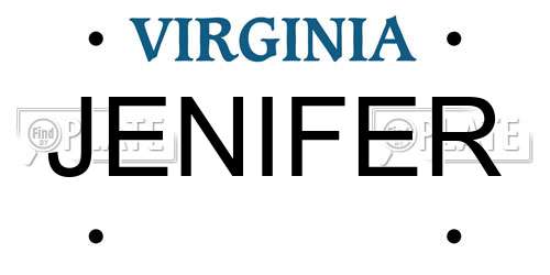 JENIFER Virginia License Plate