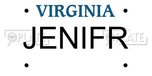 JENIFR Virginia License Plate