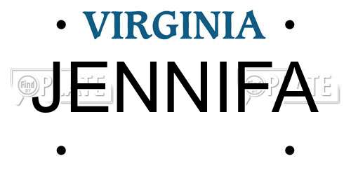 JENNIFA Virginia License Plate