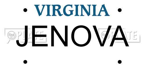 JENOVA Virginia License Plate