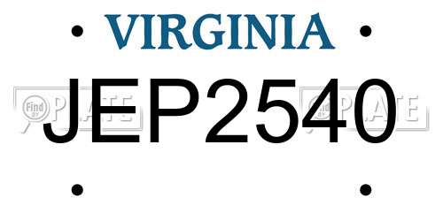JEP2540 Virginia License Plate