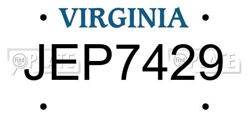 JEP7429 Virginia License Plate