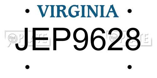JEP9628 Virginia License Plate