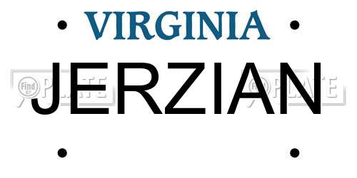 JERZIAN Virginia License Plate