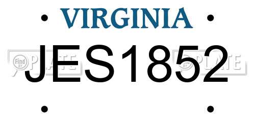 JES1852 Virginia License Plate