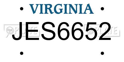 JES6652 Virginia License Plate