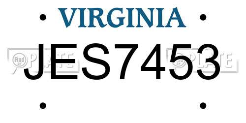JES7453 Virginia License Plate