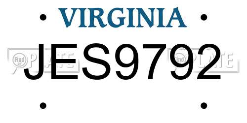 JES9792 Virginia License Plate