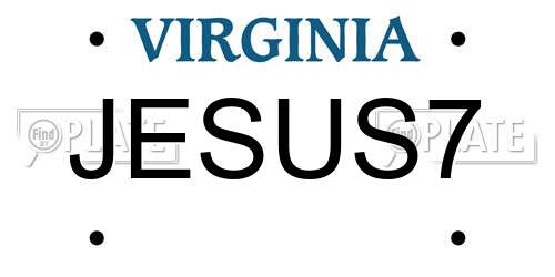 JESUS7 Virginia License Plate