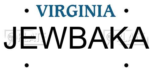 JEWBAKA Virginia License Plate