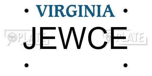 JEWCE Virginia License Plate