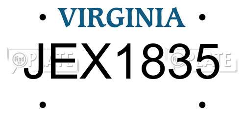 JEX1835 Virginia License Plate