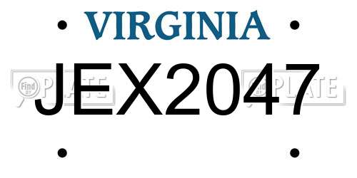 JEX2047 Virginia License Plate