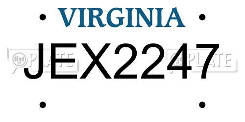 JEX2247 Virginia License Plate
