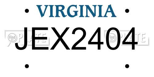 JEX2404 Virginia License Plate