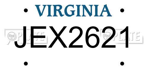 JEX2621 Virginia License Plate