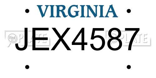 JEX4587 Virginia License Plate