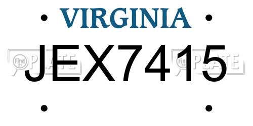 JEX7415 Virginia License Plate