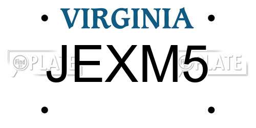 JEXM5 Virginia License Plate