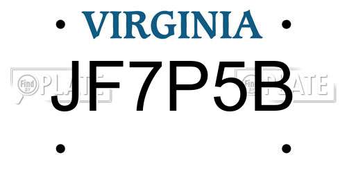 JF7P5B Virginia License Plate
