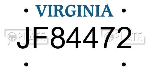 JF84472 Virginia License Plate