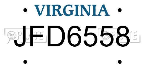 JFD6558 Virginia License Plate