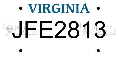 JFE2813 Virginia License Plate