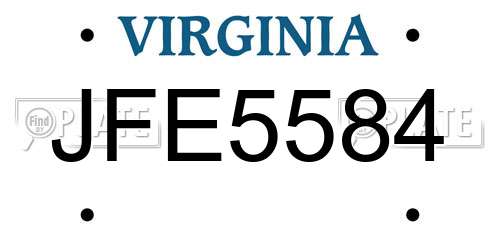JFE5584 Virginia License Plate