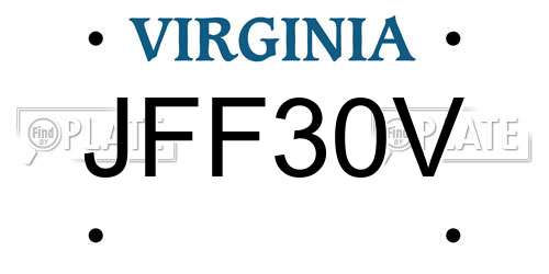 JFF30V Virginia License Plate
