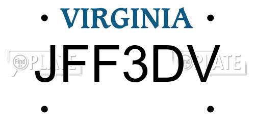 JFF3DV Virginia License Plate